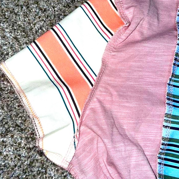 Boho Patchwork Multi Striped Drop Shoulder Fitted Stretch Jean Plus 2X New Top - Picture 10 of 13